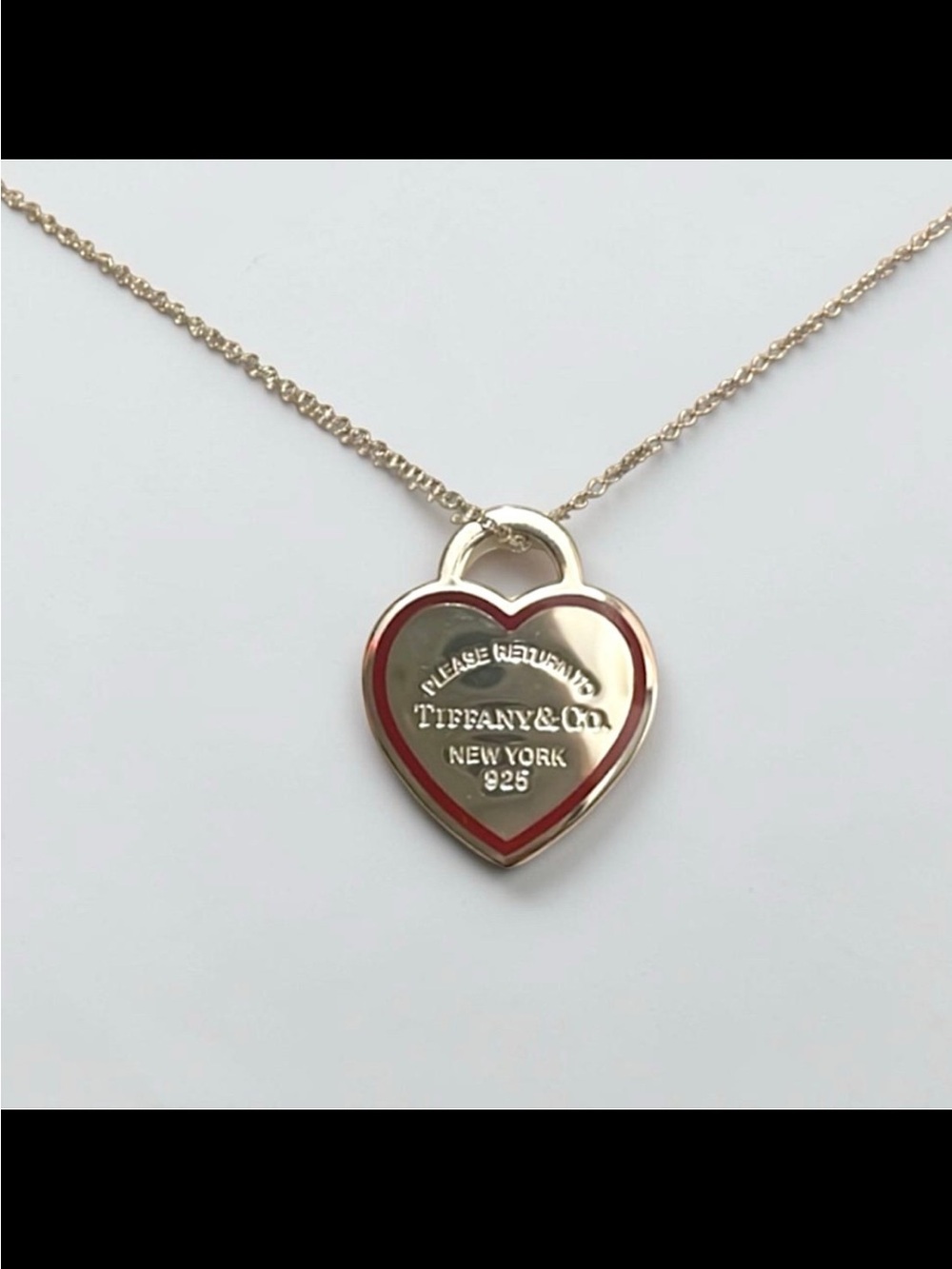 Tiffany & Co. 925 Silver Return to Red Outline Heart Tag Necklace Auth